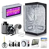 BloomGrow 32''x32''x63'' Grow Tent + 4'' Inline Fan Filter Duct Combo + 300W LED Light +...